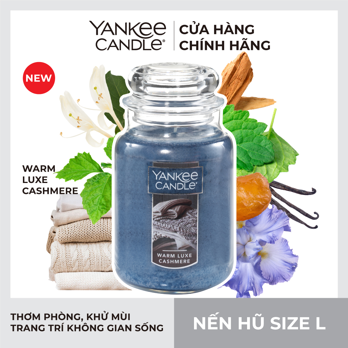 Nến hũ Yankee Candle size L (623g) - Warm Luxe Cashmere