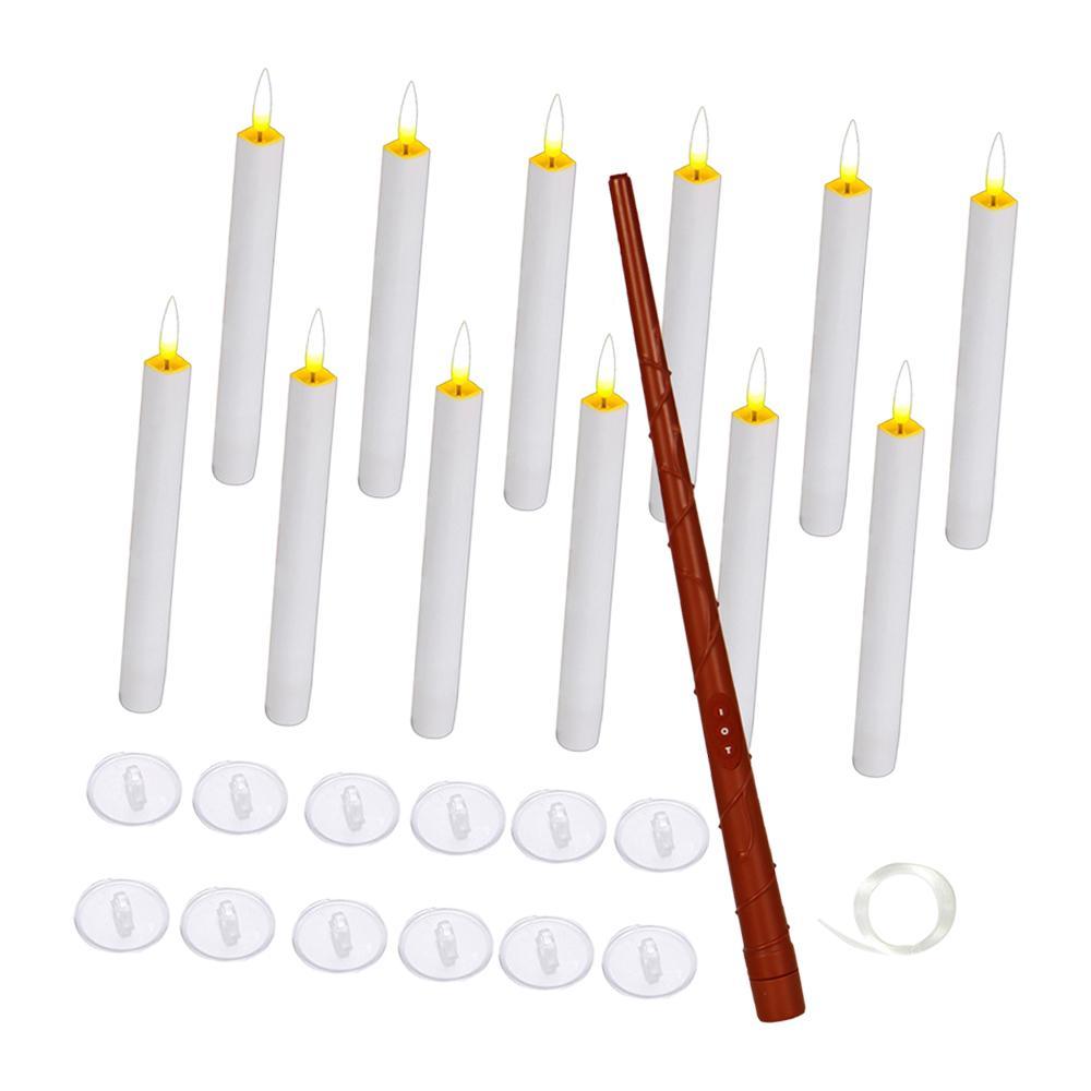 12 Pieces Flameless Floating Candles Ornament LED Electric Candles Hanging Candles for Halloween Festival Table Decoration
