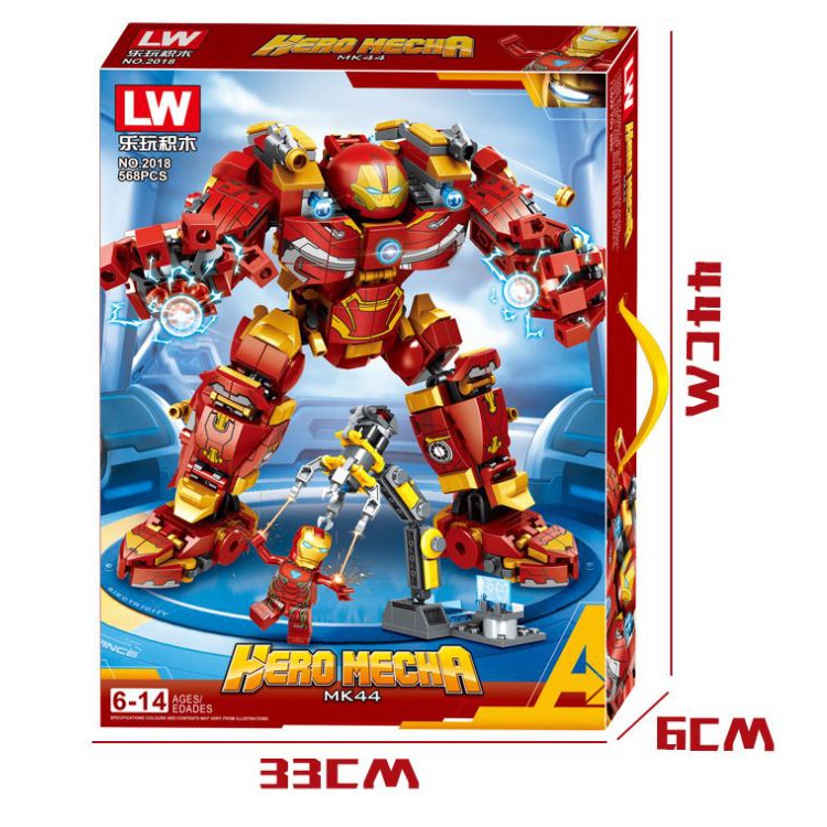 Đồ Chơi Xếp Hình HulkBuster Người Sắt 568pcs Đồ Chơi Lắp Ráp Mô Hình ROBOT HulkBuster Người Sắt