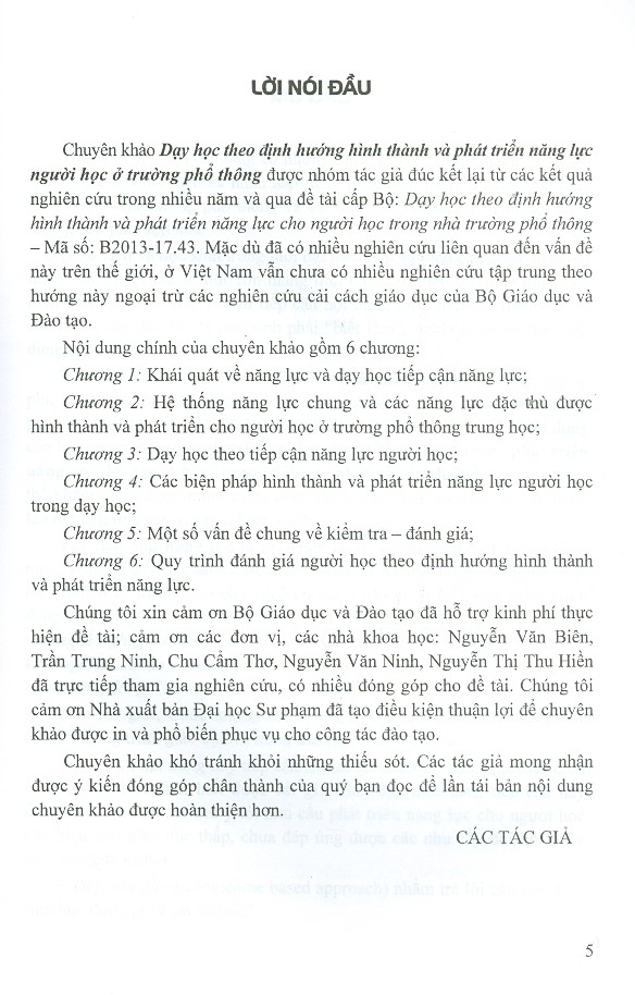 Dạy Học Theo Định Hướng Hình Thành Và Phát Triển Năng Lực Người Học Ở Trường Phổ Thông