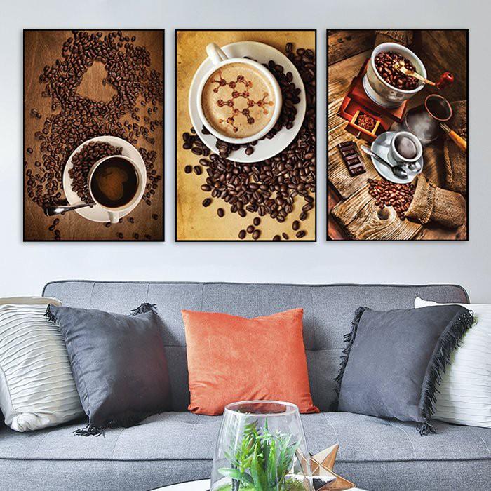 Tranh Treo Tường Coffee - Tranh Canvas treo tường giá rẻ - Tặng kèm đinh 3 chân chuyên dụng không cần khoan tường