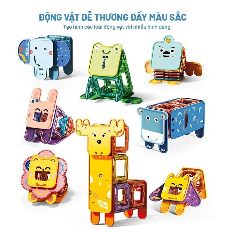 ANIMAL MAGNETIC TILES BLOCK BUILDING BỘ XẾP HÌNH NAM CHÂM THÔNG MINH CAO CẤP ĐỘNG VẬT PHIÊN BẢN MỚI NHẤT