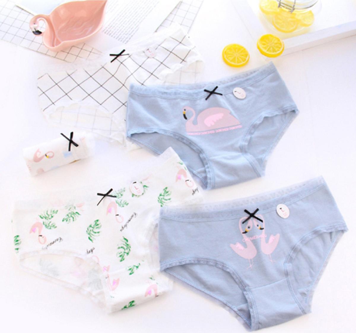 Combo 5 quần lót nữ mềm mại, chất mát thoáng khí hình thiên nga trắng tím