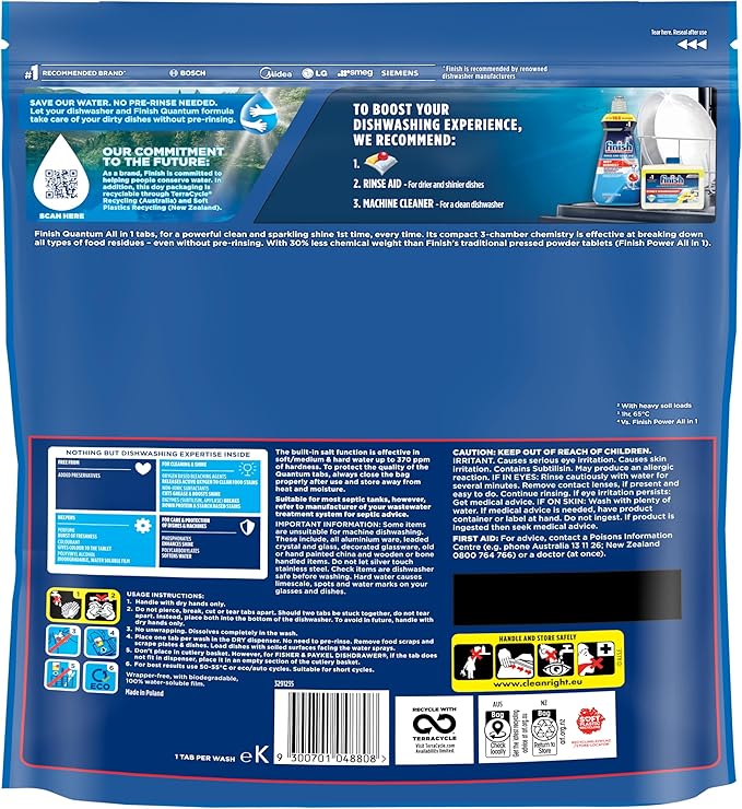 Viên rửa bát Finish Quantum Lemon All in one 64 viên, FINISH QUANTUM ALL IN 1 (64 PACK LEMON)