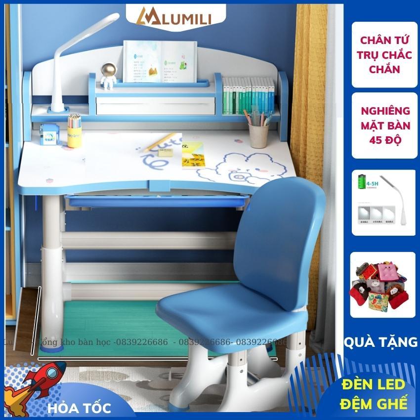 Bàn học liền kệ sách thông minh chống gù, chống cận, K40 chỉnh tư thế ngồi cho trẻ em