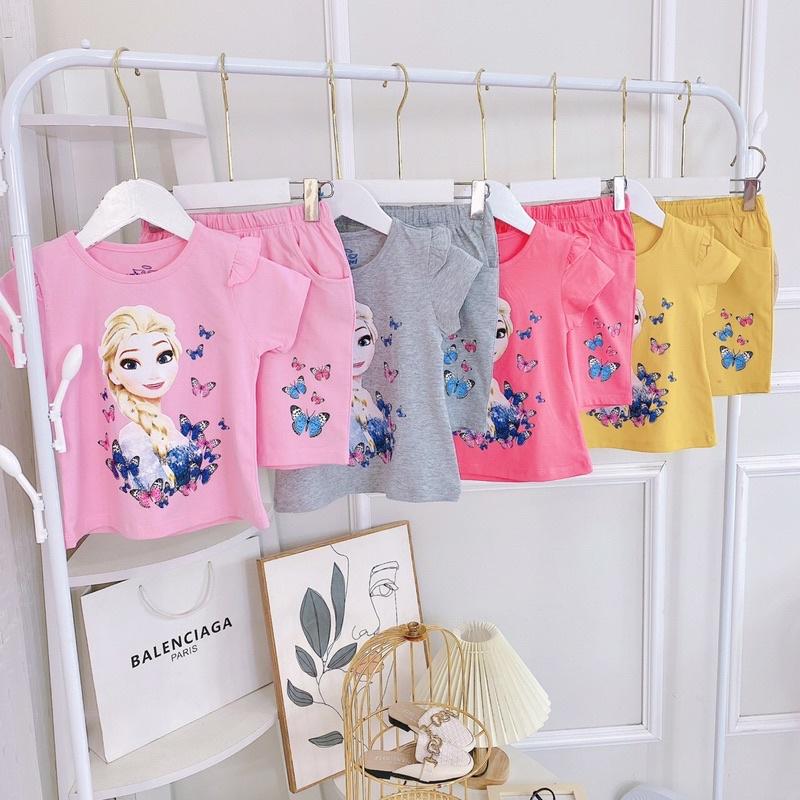 Bộ bé gái công chúa Elsa - nhân vật hoạt hình bé gái nào cũng mê với bốn màu hồng phấn, hồng sen, ghi, vàng