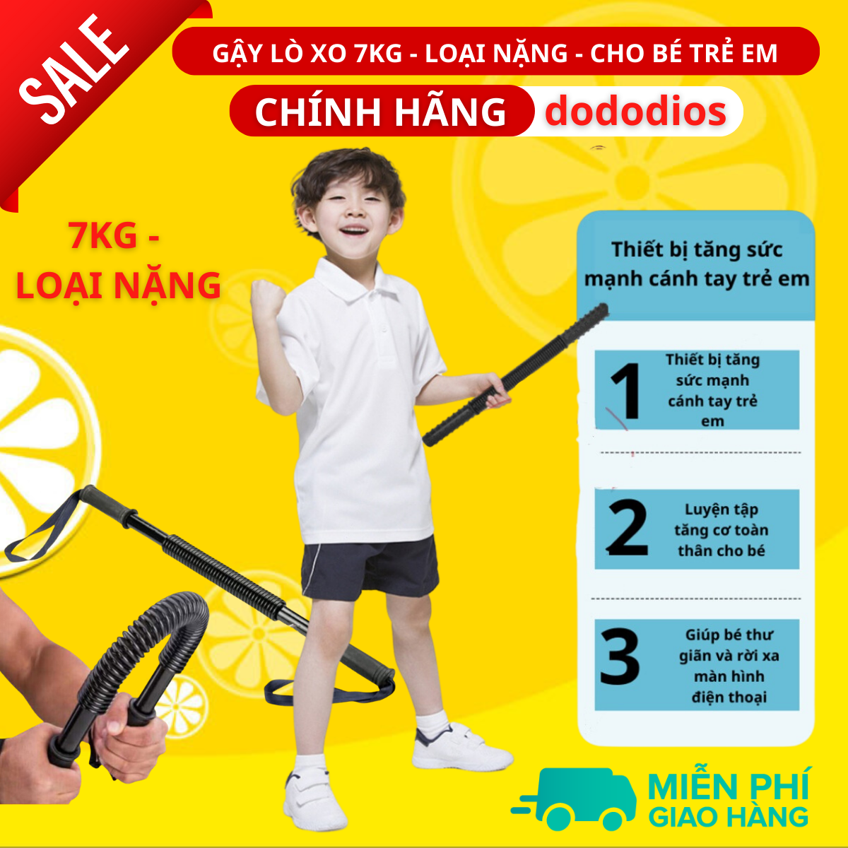 Thanh lò xo tập cơ tay 7kg cho bé trẻ em - dụng cụ tập thể dục thể thao gậy lò xo 7kg tại nhà - thanh lò xo 7kg - Chính hãng dododios