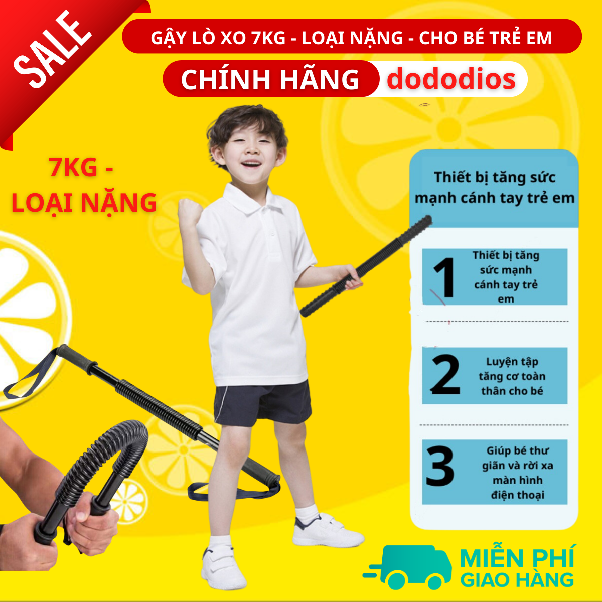 thanh lò xo tập cơ tay 7kg cho bé trẻ em - dụng cụ tập thể dục thể thao gậy lò xo 7kg tại nhà  - thanh lò xo 7kg - Chính hãng dododios