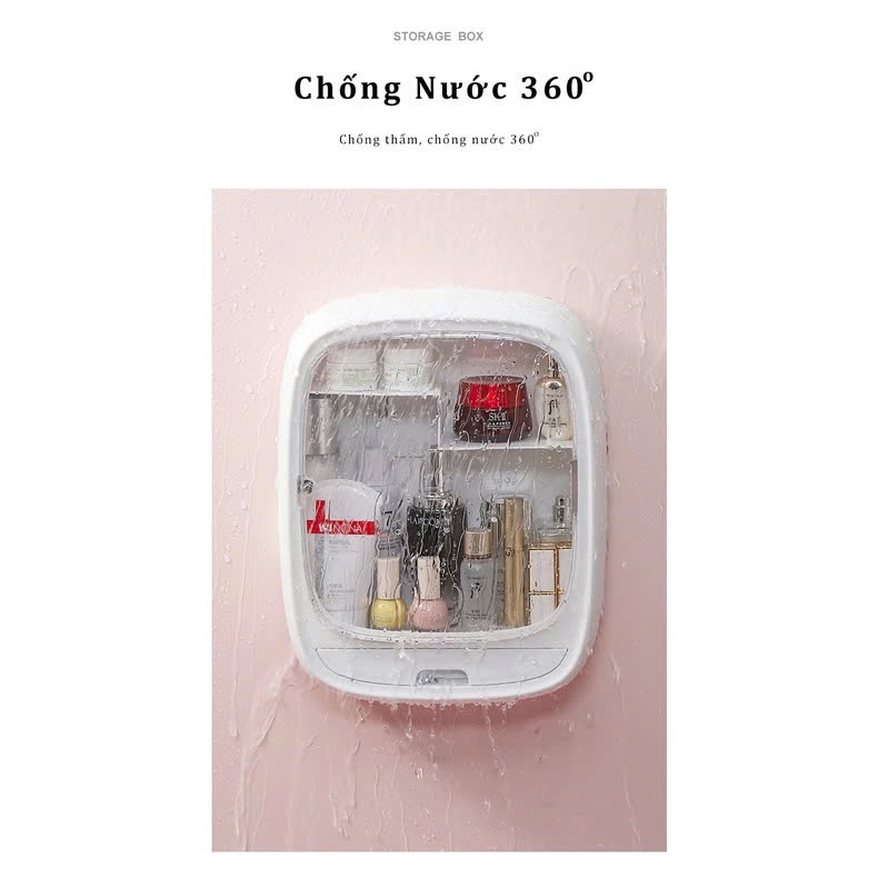 Kệ mỹ phẩm treo tường loại xịn Cicico365 chất nhựa ABS cao cấp 100% để đồ trang điểm trong nhà tắm không đục lỗ