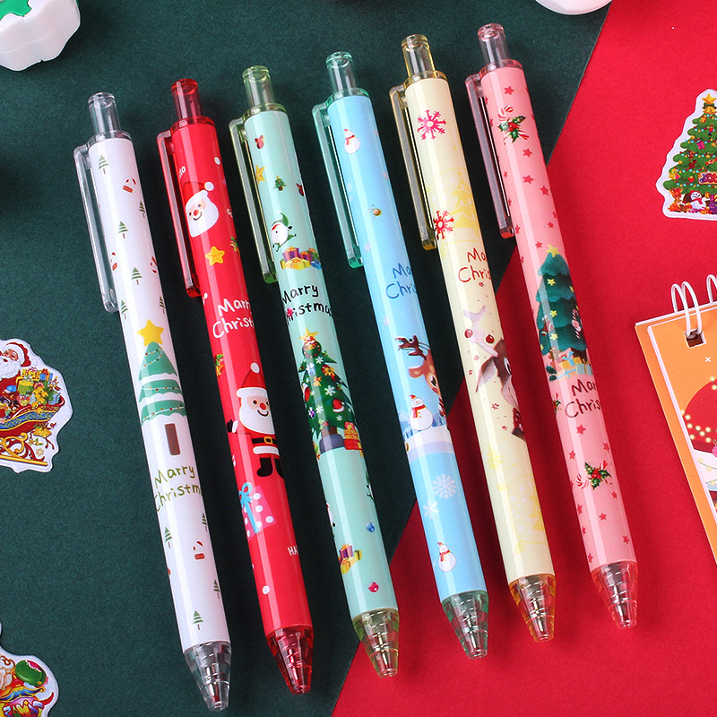 Bút bi gel nước học sinh mực đen noel giáng nhiều màu xanh, đỏ, kem ngẫu nhiên xinh xắn