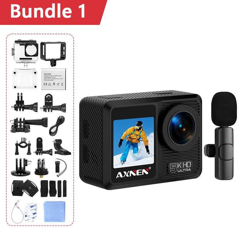 Axnen AX9 Máy ảnh hành động 5K30fps với Mic không dây từ xa
