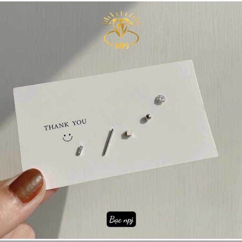 Set Bông Tai ️ XINH XẮN ️ , Hoa tai Cá tính Bạc Ta- Bạc Npj