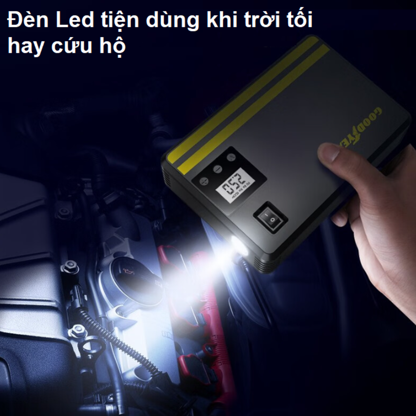 Chia sẻ: Bộ kích bình kiêm bơm lốp ô tô và sạc dự phòng Goodyear cao cấp GY-5296