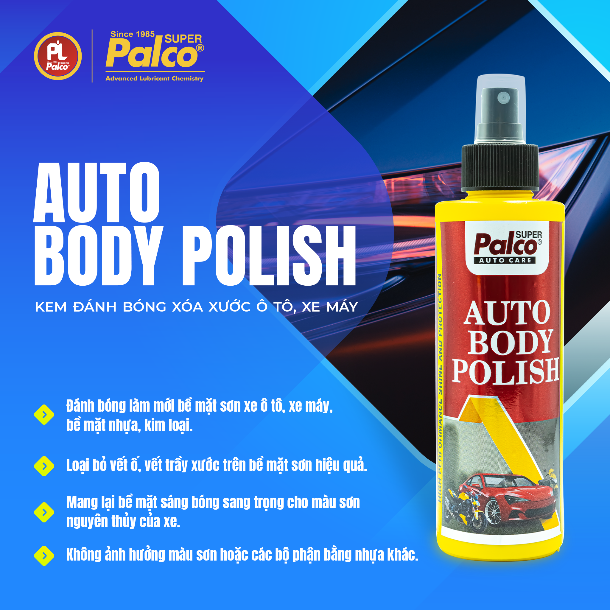 Dung dịch đánh bóng, xoá xước và bảo vệ sơn xe ô tô, xe máy PALCO Auto Body Polish - Nhập khẩu Ấn Độ