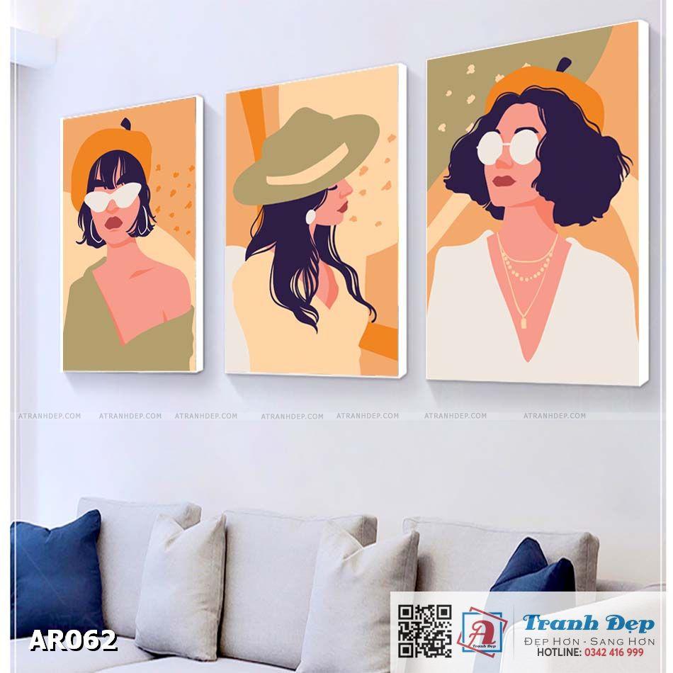 Bộ 3 tranh canvas decor phong cách minimalist, trừu tượng hiện đại - AR062