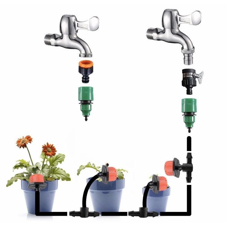 Bộ tưới cây tự động 20 đầu nhỏ giọt 8 tia kèm van nước hẹn giờ cao cấp