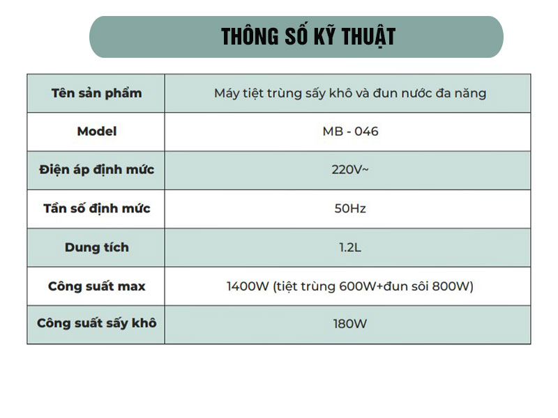 Máy tiệt trùng sấy khô và đun nước đa năng Moaz BéBé MB – 046