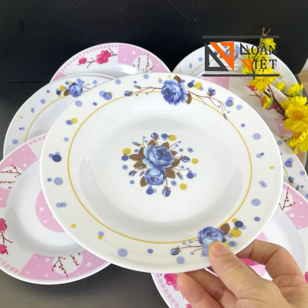 Dĩa MECA CẠN - HÀNG VIỆT NAM CHẤT LƯỢNG CAO, hoa văn sang trọng NHIỀU SIZE , MÀU XANH, HỒNG