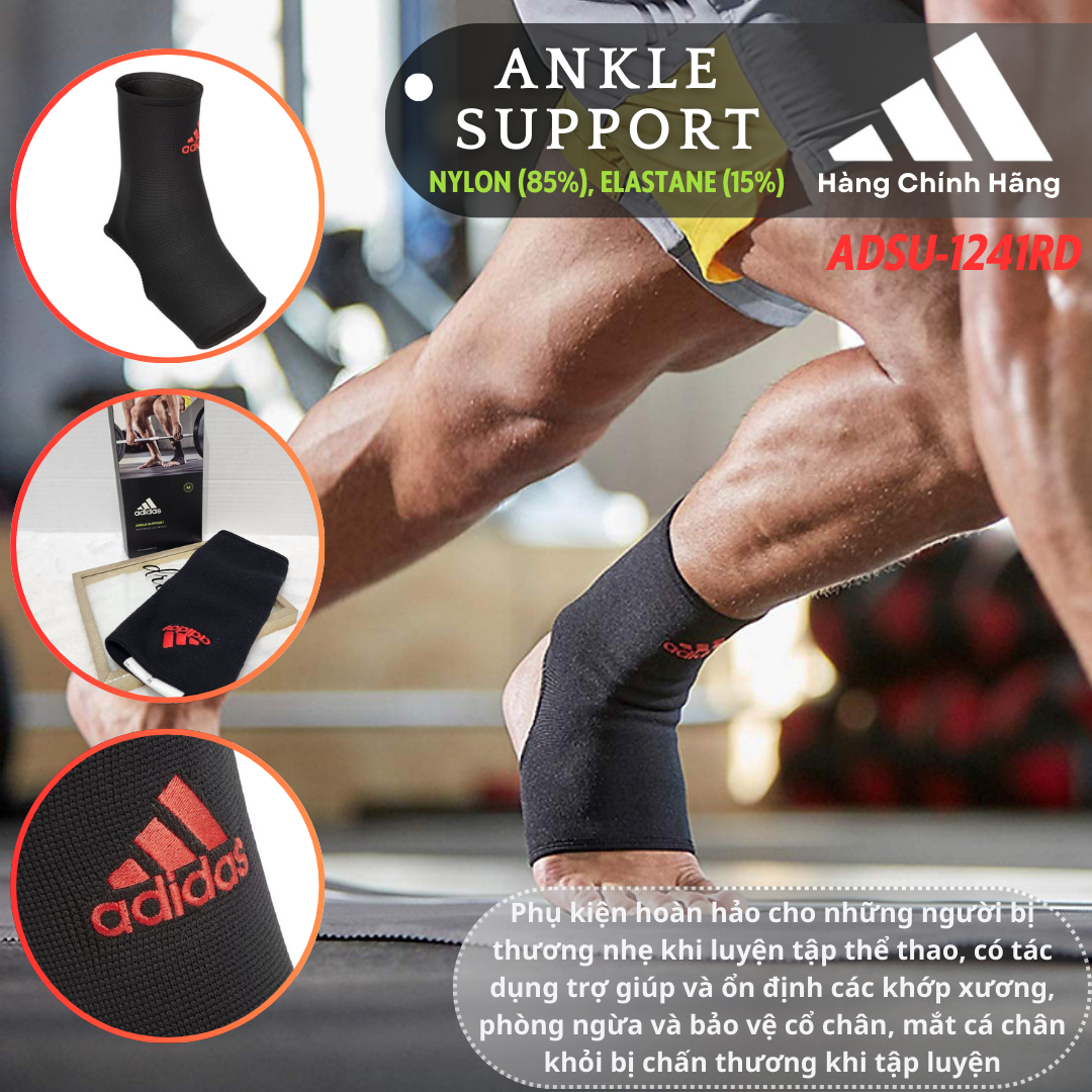 Băng Cổ Chân Thun Co Giãn ADIDAS ADSU-1241RD Ankle Support (1 Cái) - Phụ Kiện Thể Thao Chính Hãng