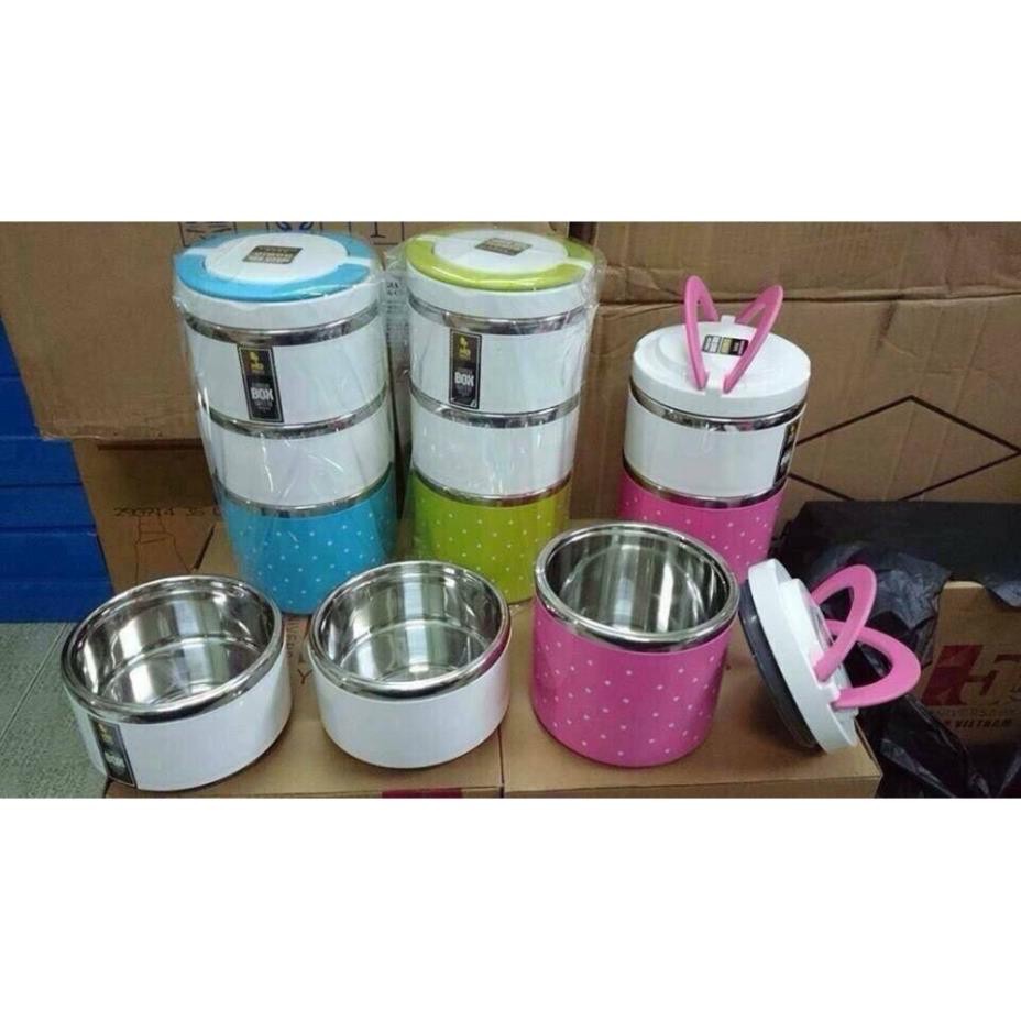 Cặp lồng chấm bi 3 tầng Inox cao cấp