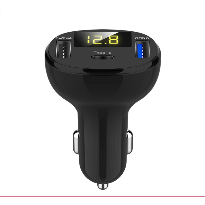 Tẩu sạc mini đa năng 4in1 màn hình led trên ô tô cao cấp QC3.0