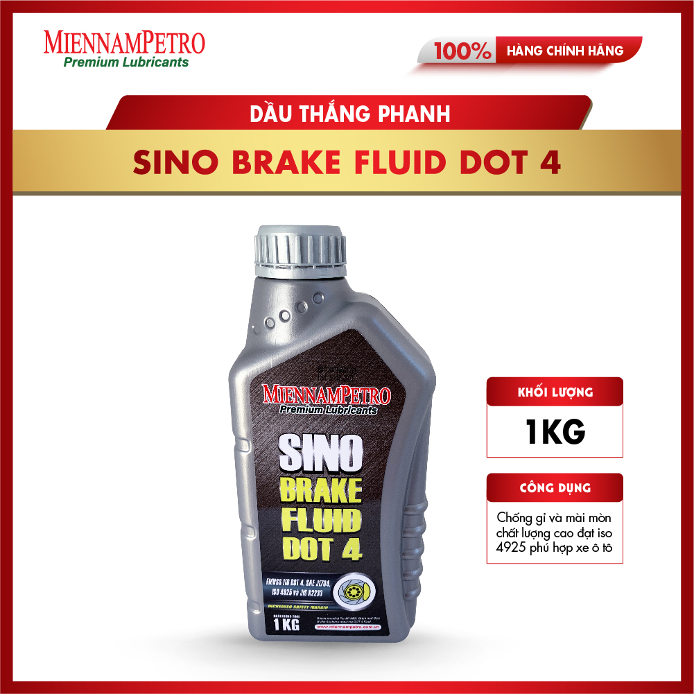 Dầu Thắng Phanh MiennamPetro Sino Brake Fluid Dot 4 1Kg Chống Gỉ Và Mài Mòn Chất Lượng Cao Đạt ISO 4925 Phú Hợp Xe Ô Tô