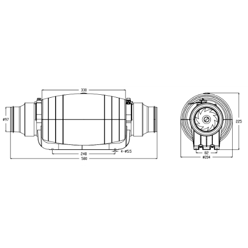 Quạt hút đồng trục inline Hon&amp;Guan HDD-100P-Hàng Chính Hãng