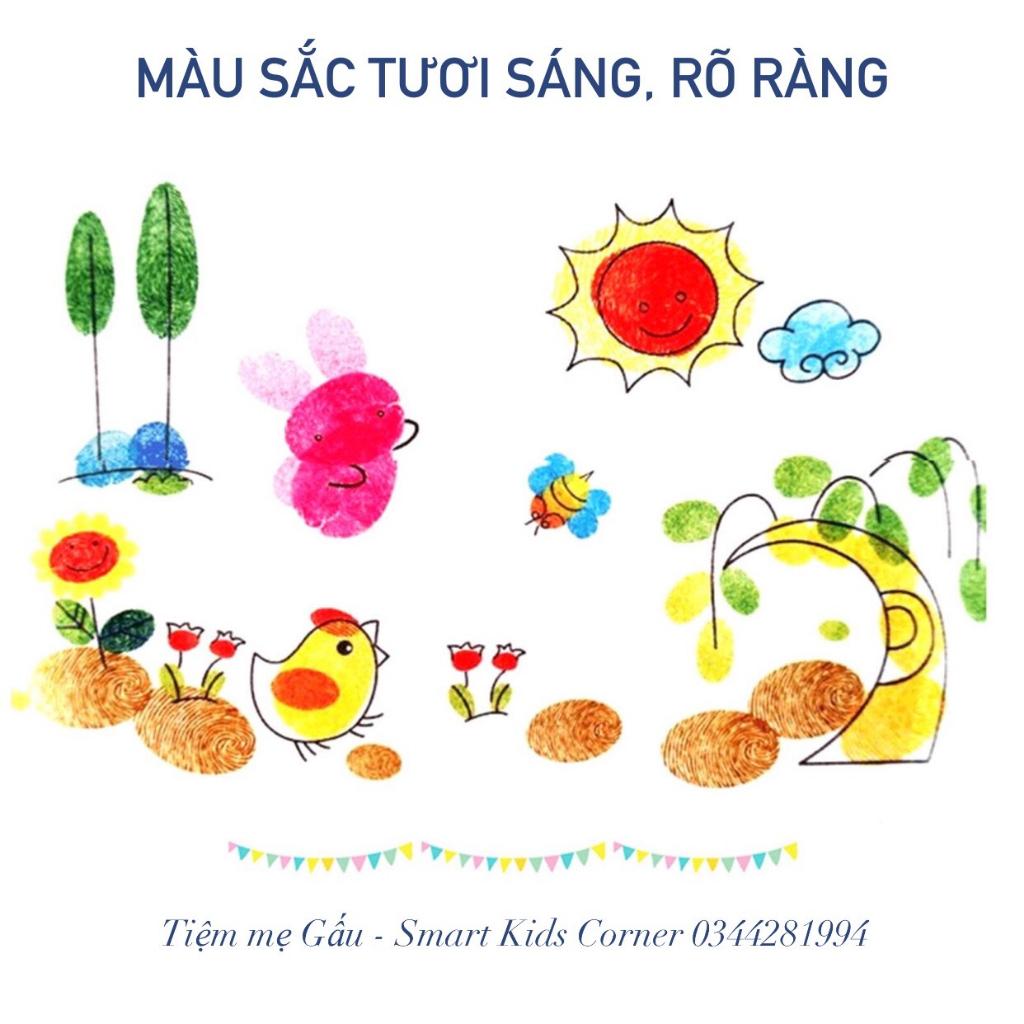COMBO MÀU VẼ VÂN TAY WASHABLE PAINT PAD BỘ 12 MÀU AN TOÀN DIY FINGER PRINT KÈM SÁCH HƯỚNG DÂN CHO BÉ THỎA SỨC SÁNG TẠO