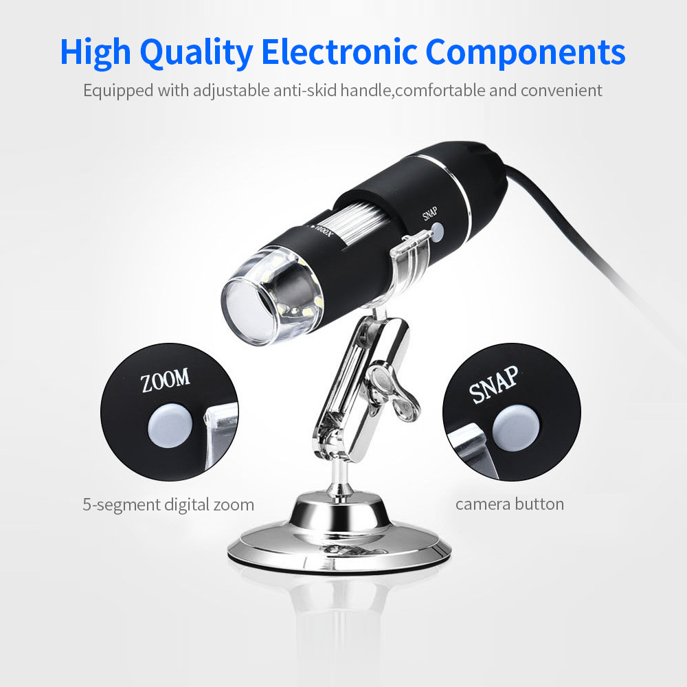 Kính hiển vi di động kỹ thuật số USB 1600X với 8 đèn LED có thể điều chỉnh
