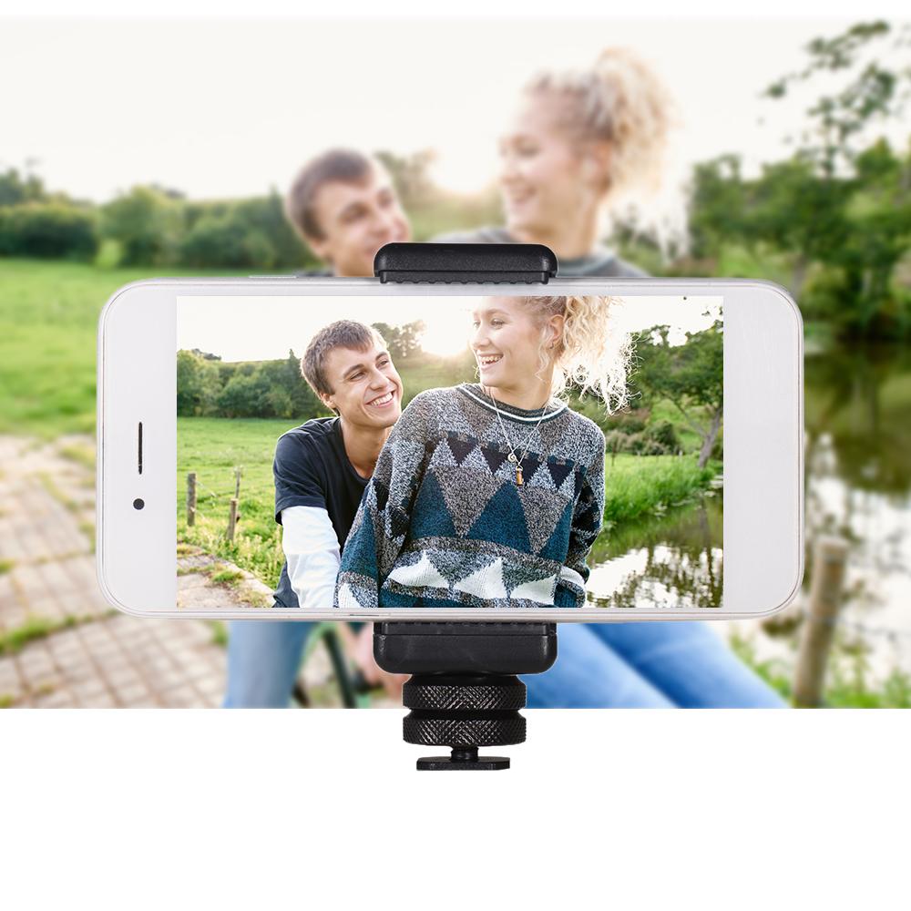 Adjustable Phone Holder Smartphone Clip + Flexible Ballhead Adapter Mount with 1/4 Inch Screw