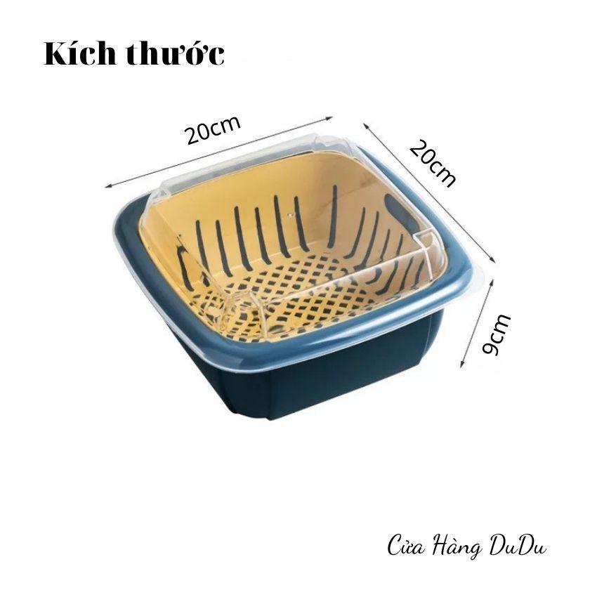 Rổ Đựng Hoa Quả Vuông 2 Tầng Ráo Nước