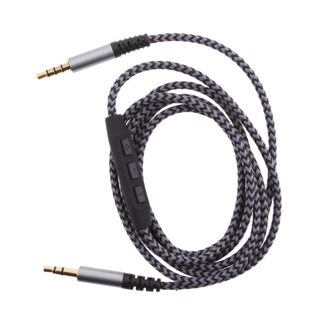 2PCS 3.5mm AUX Cable Male to Male w/ Mic Volume Control for Phone PC Headset