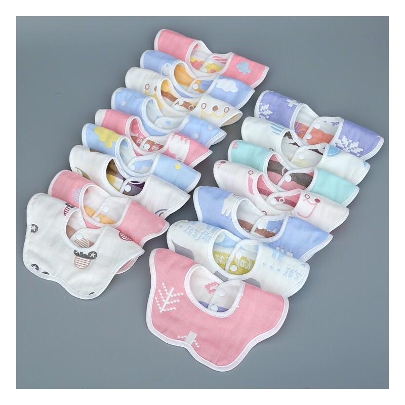 SET 6 Yếm xô xoay 360 độ 2 mặt 6 lớp in hình cho bé ăn dặm