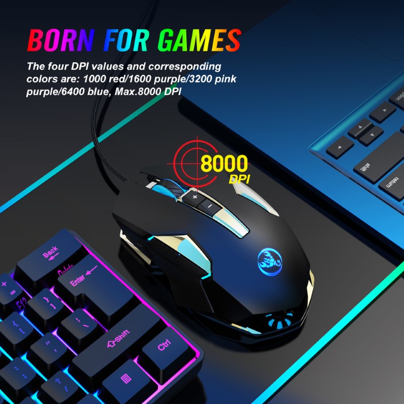 Chuột LED RGB 8000DPI Gaming Mouse HXSJ X200 - hàng nhập khẩu