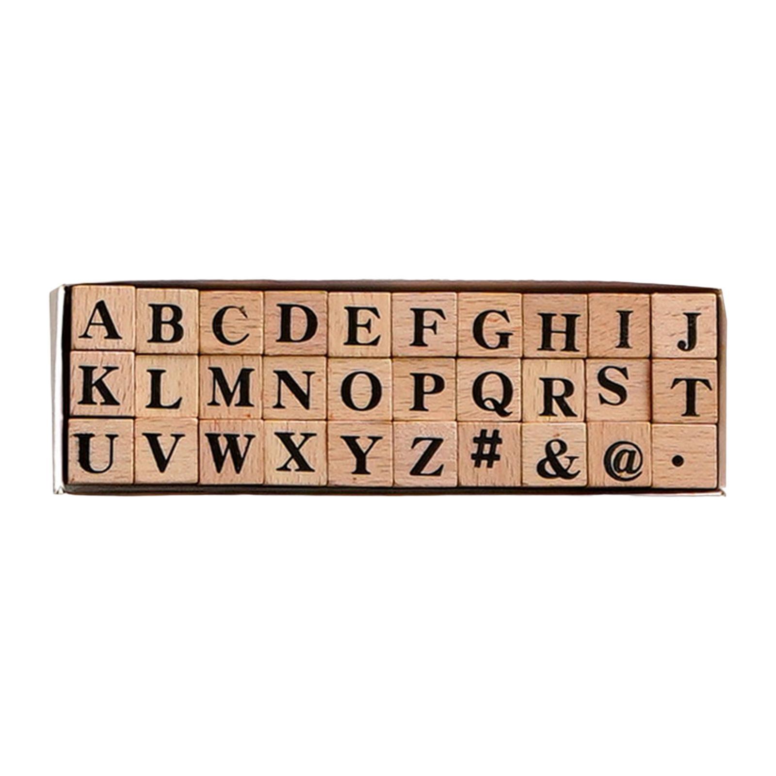 Set of Wooden Letters Rubber Stamp Set Scrapbook Stationery DIY Art Crafts