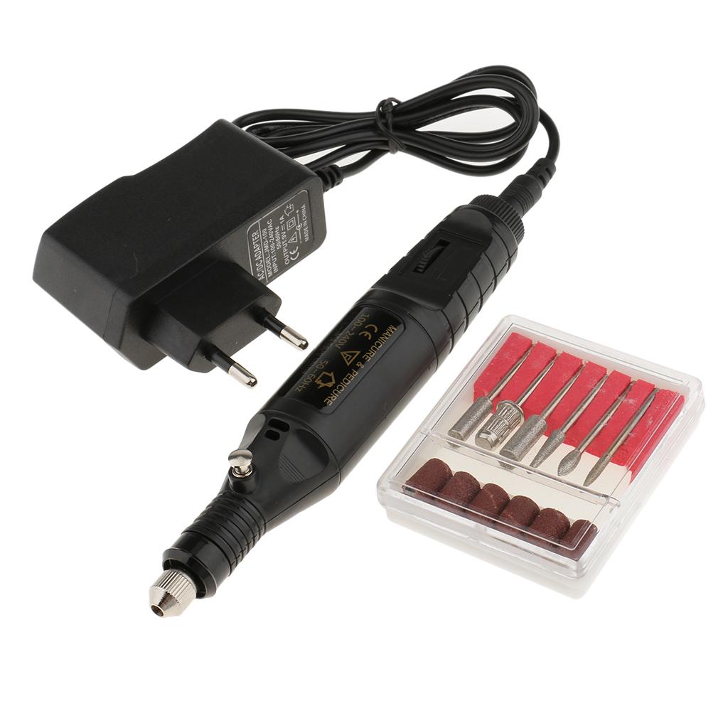 Mini Electric Nail Drill Art Manicure File Polish Buffing Pedicure Tool Set EU Plug
