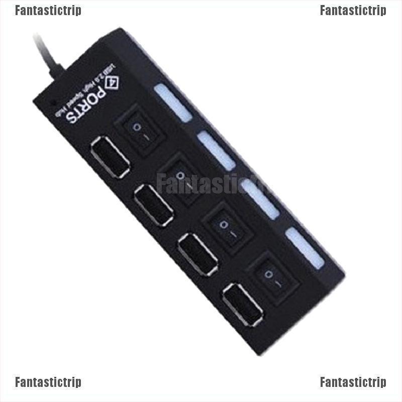 Hub Chia 4 Cổng USB 2.0 Có Công Tắc Bật / Tắt Kèm Dây Cáp AC Cho Máy Tính