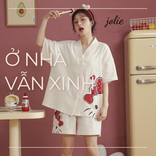 Bộ Ngủ Cộc Tay Quần Sooc Cotton- Đồ Ngủ Cổ V Cài Khuy Mềm Mại Hàng Loại Đẹp