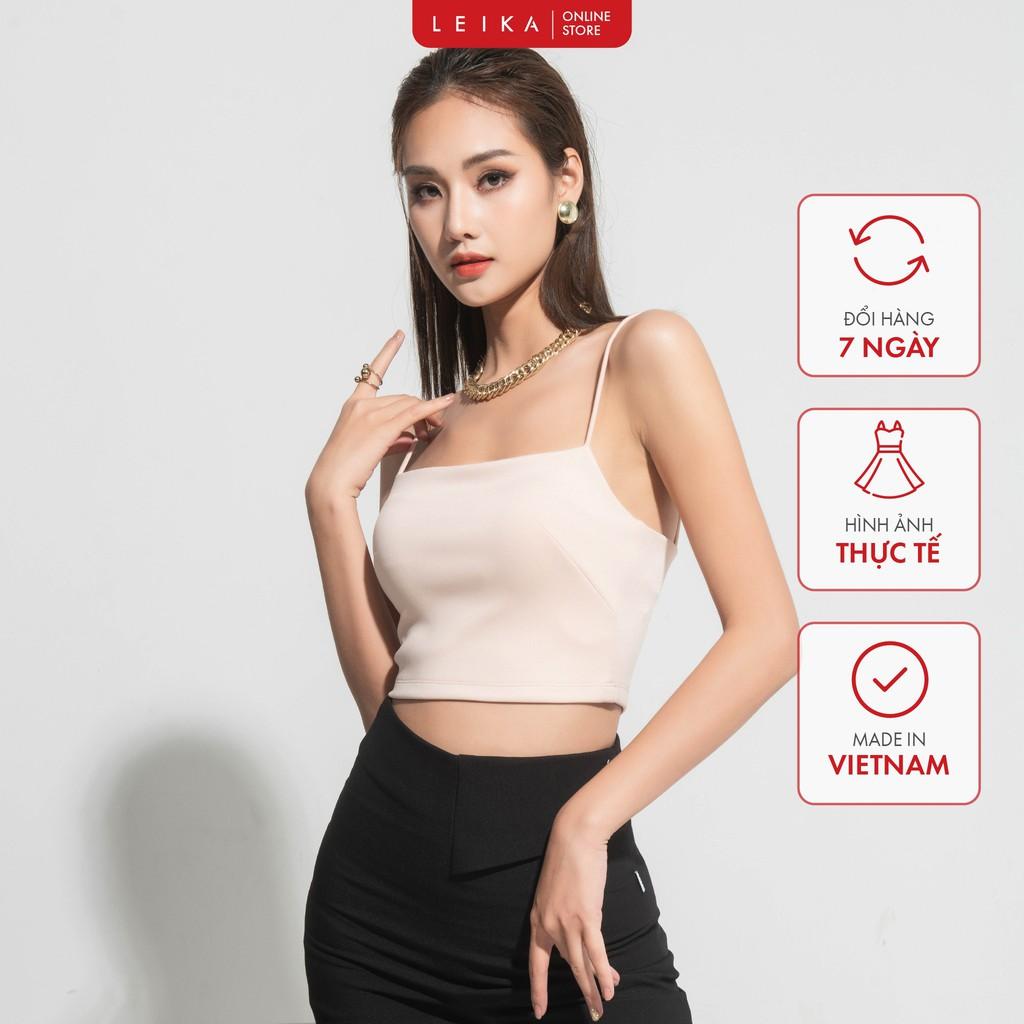 Áo 2 dây croptop trơn LEIKA chất thun hai da mềm mại, mát mẻ, co giãn tốt