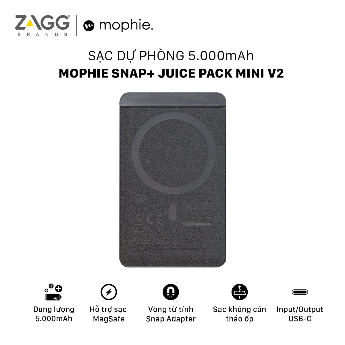 Hình ảnh Sạc dự phòng Mophie Snap+ 5,000mAh - Hàng chính hãng