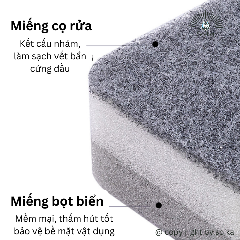 Miếng Bọt Biển Rửa Chén Bát Miếng Cọ Rửa Hai Mặt Làm Sạch Soika SK-A03