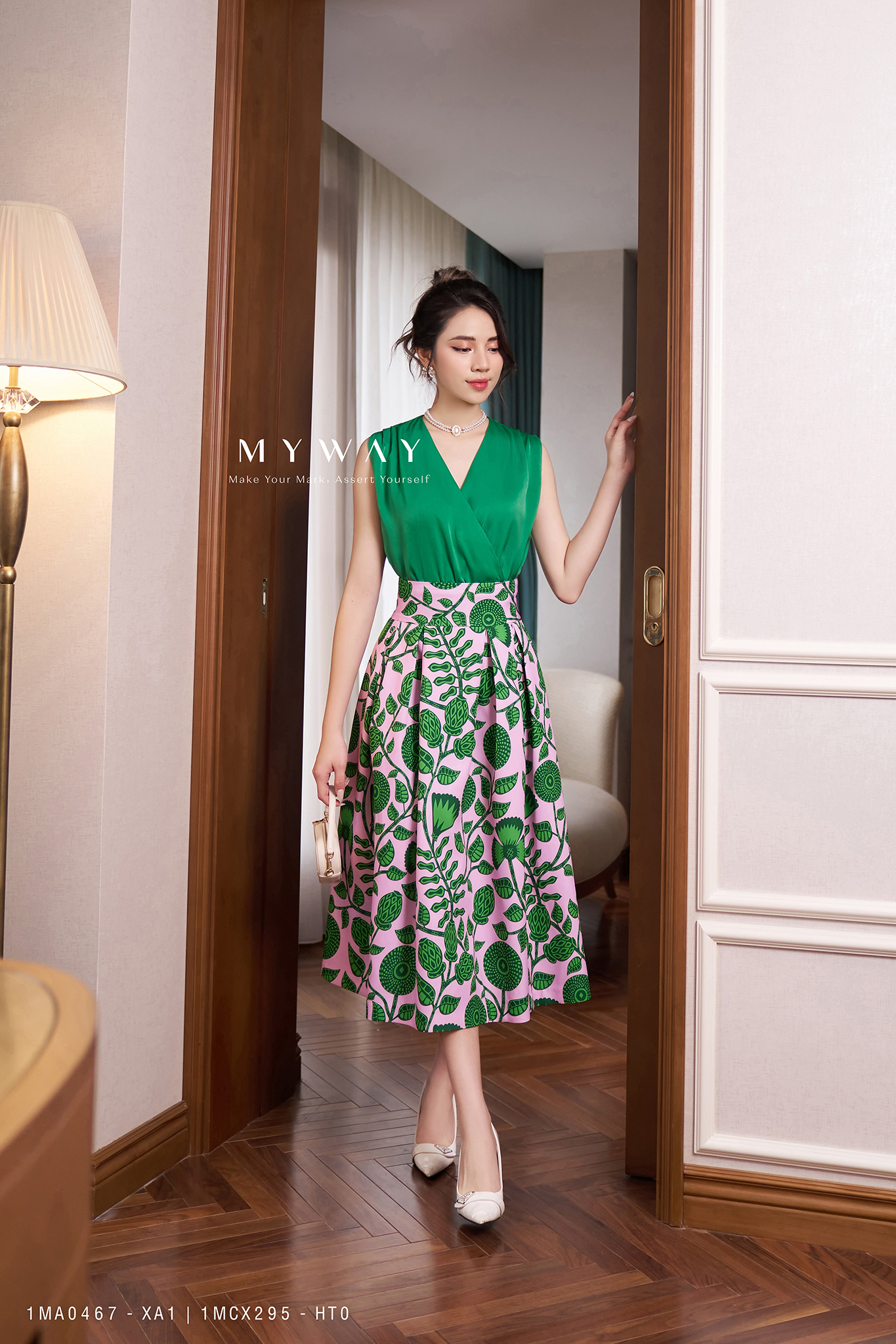 Set Áo Kiểu Và Chân Váy Xòe Dáng A Dự Tiệc Nữ My Way Sang Trọng 1MA0467-XA1 1MCX295-HT0