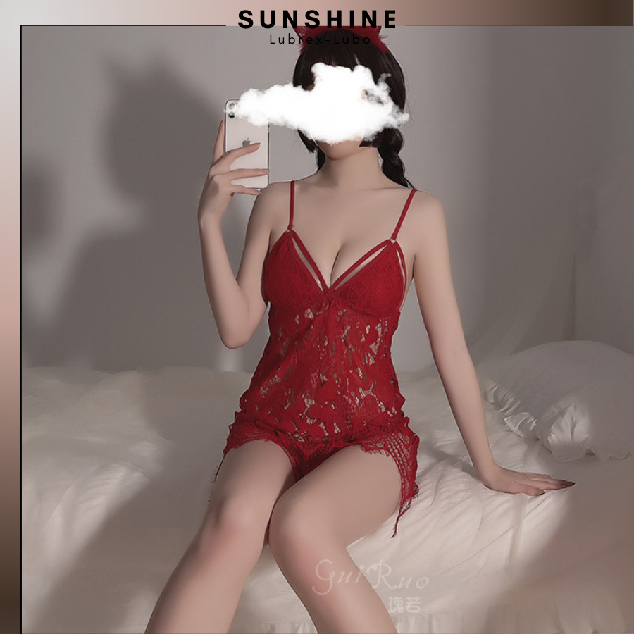 Váy ngủ sexy 2 dây gợi cảm xuyên thấu quyến rũ nhiều màu đen đỏ trắng - SUNSHINE DUOICA1235