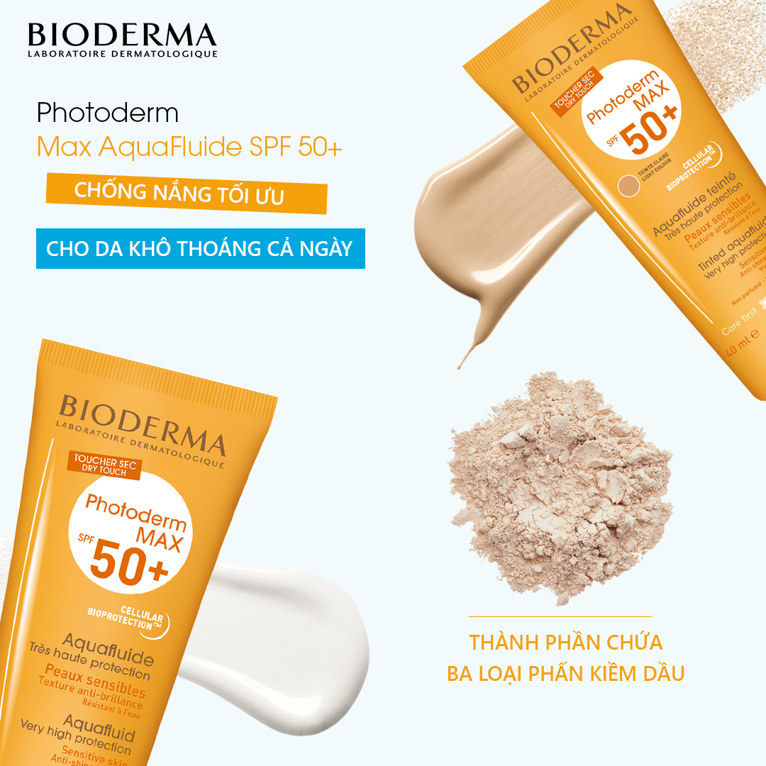 Kem Chống Nắng Bioderma Không Màu Photoderm MAX Aquafluide SPF 50+ 40ml + Tặng Kèm Túi Đựng Mỹ Phẩm Cao Cấp