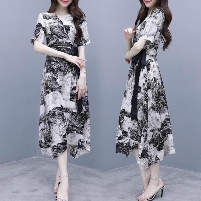 ĐẦM XOÈ HOẠ TIẾT DÂY NƠ ĐEN