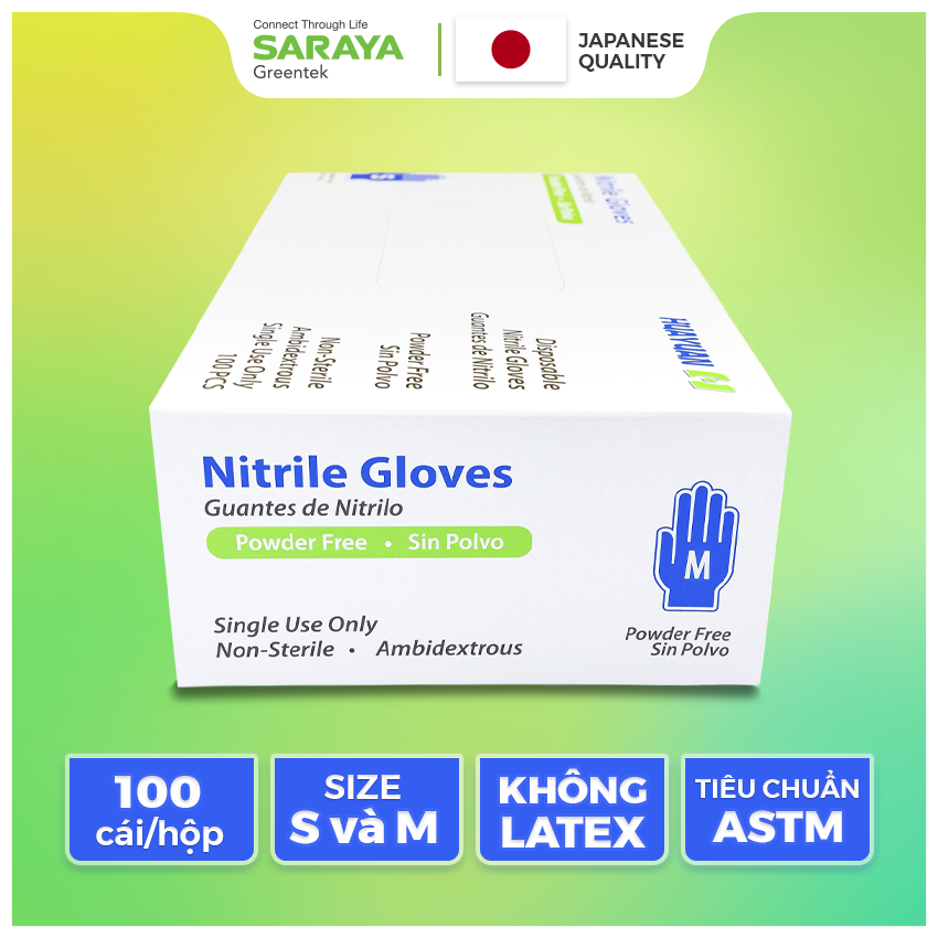 Găng Tay Cao Su Nitrile Huayan Không Bột Dùng Trong Thực Phẩm, Vệ Sinh (Huayan Disposable Nitrile Gloves) - 100 Chiếc/Hộp