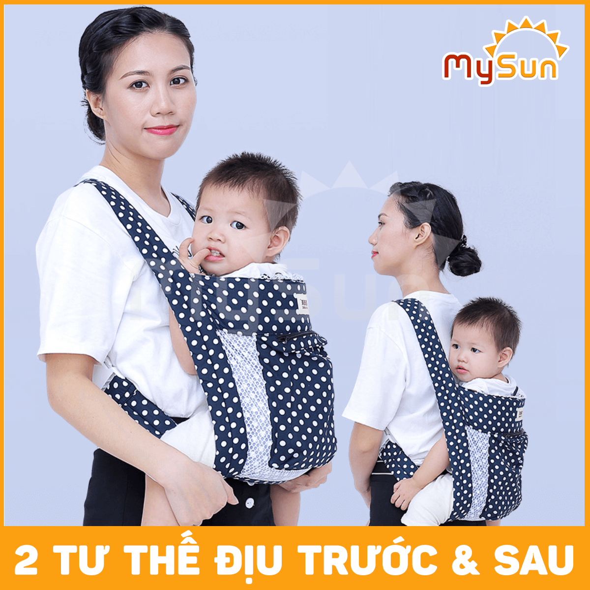 Đai địu vải cho em bé sơ sinh trẻ em 3 - 36 tháng tuổi ngồi có chùm đầu chính hãng MySun