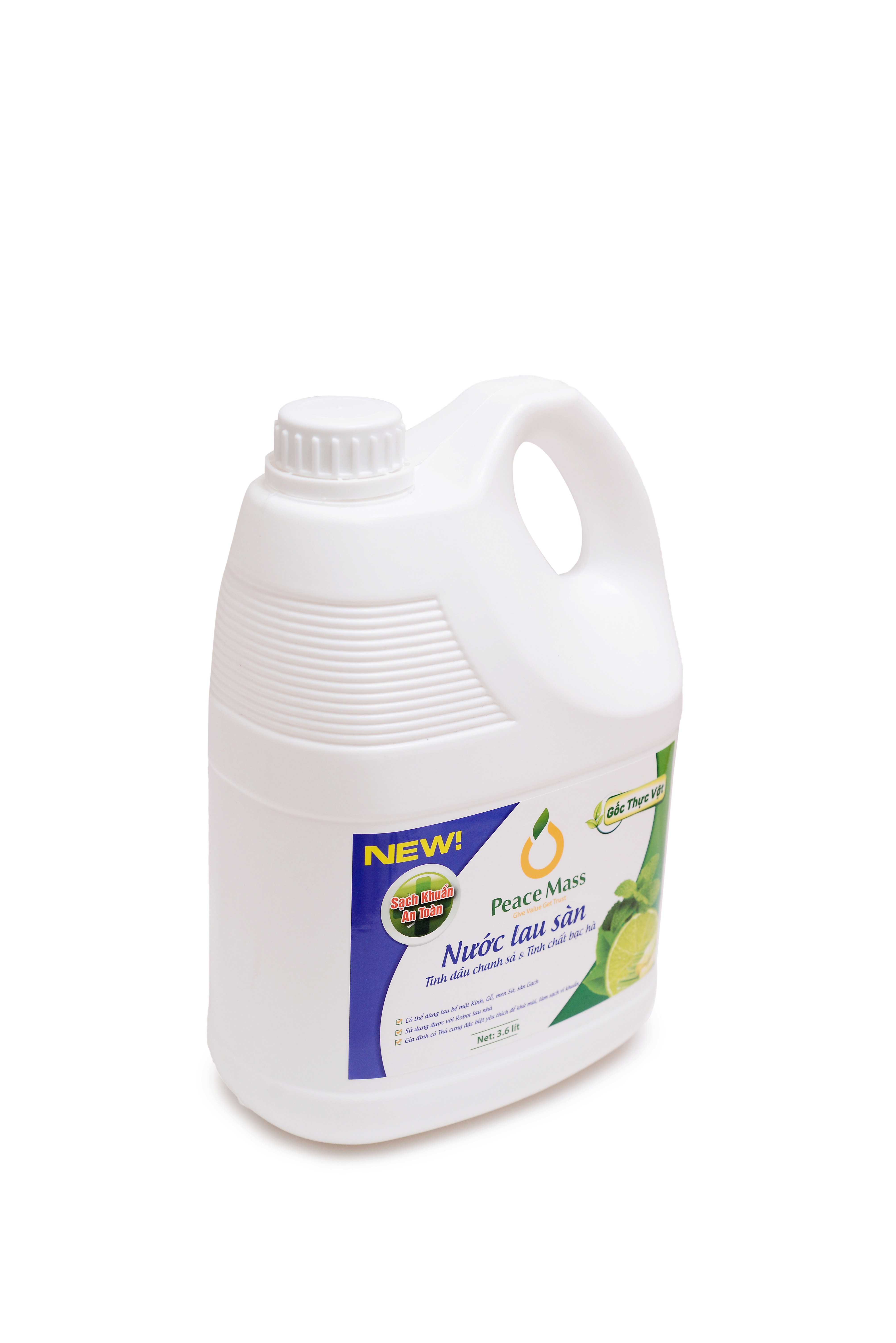 RBSC4 Combo Sản Phẩm Gốc Thực Vật Peace Mass Nước Rửa Bình Sữa 250ml (Chai tạo bọt) + Nước Lau Sàn 3.6 lít