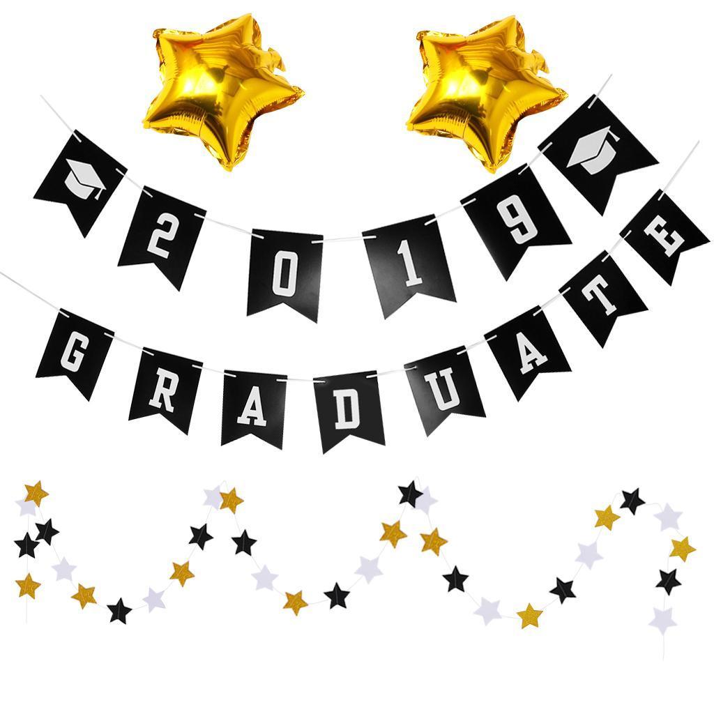 Paper Bunting Banner 2019 Congrats Grad Sign Graduation Party Hanging Garland