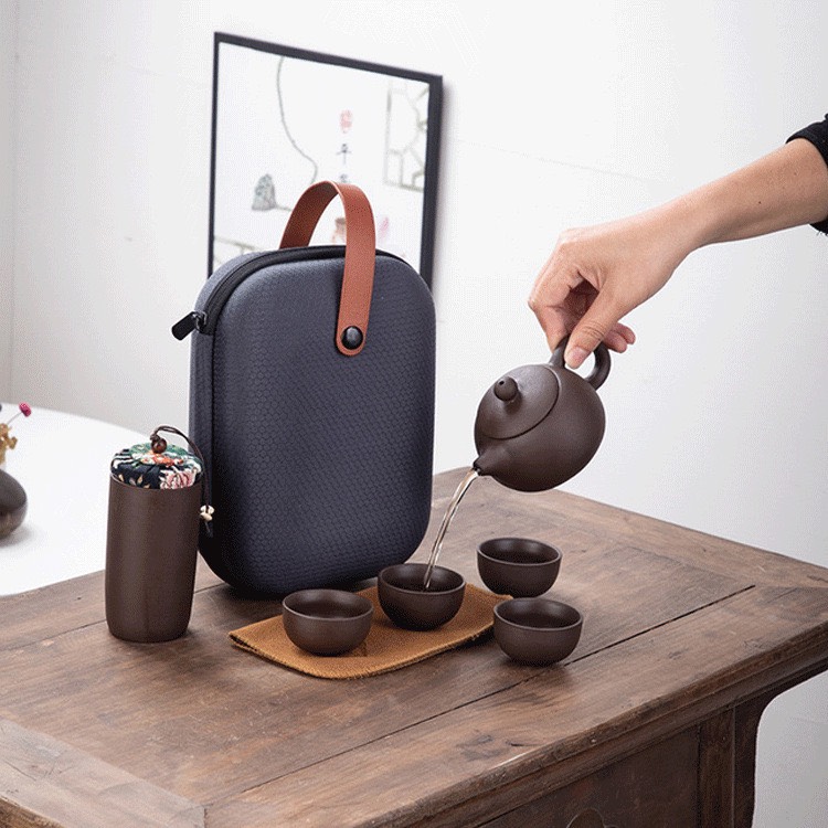 Bộ ấm chén pha trà tử sa có thể mang đi Du lịch, đi làm Vân Phương Shop - Hàng chính hãng